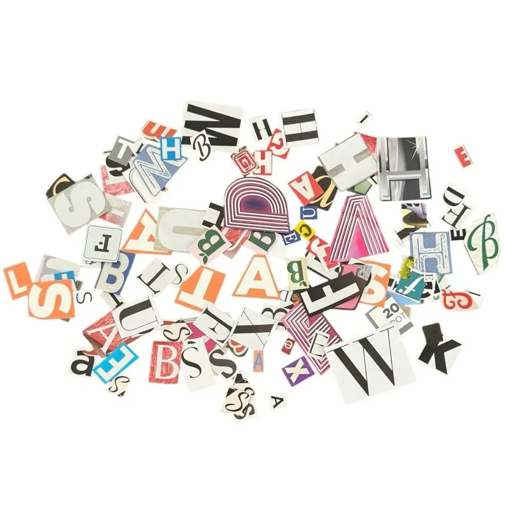 200 Hand-Cut Colorful Ransom Note Style Cutout Letters for Crafting Bulk Lot.